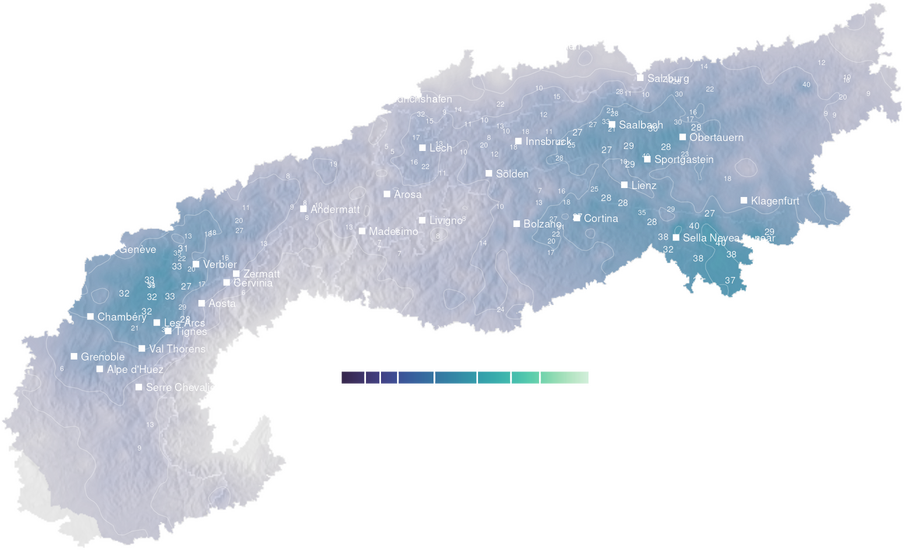 3-day cumulative precipitation forecast for the Alps