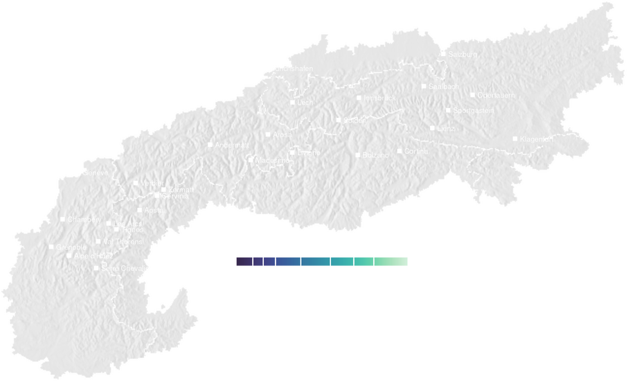 3-day cumulative precipitation forecast for the Alps
