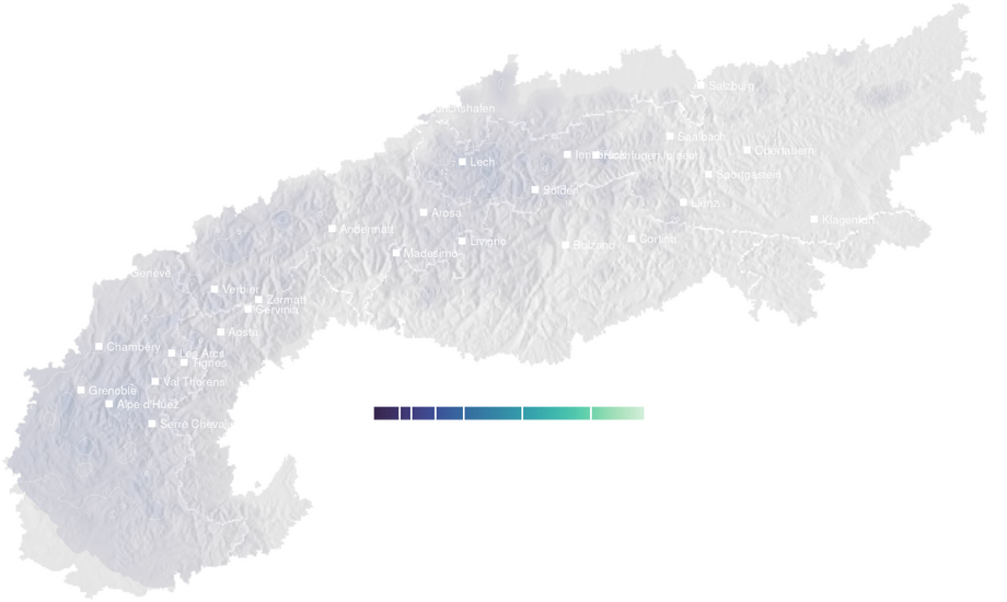 Precipitation forecast map for the Alps for Sun, Oct 4