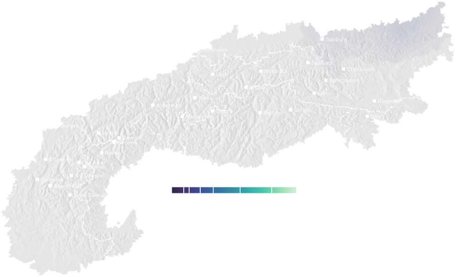 Precipitation forecast map for the Alps for Thu, Oct 29