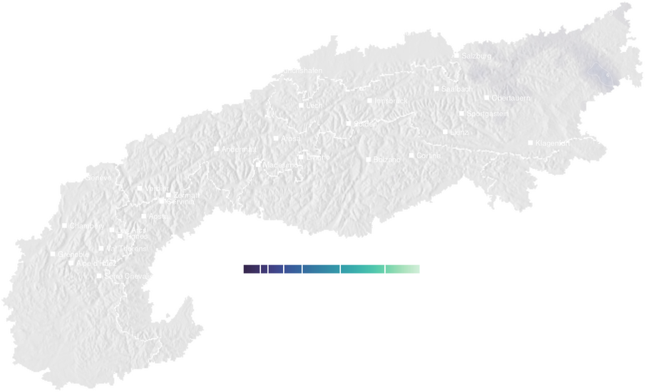 Precipitation forecast map for the Alps for Sat, Sep 26