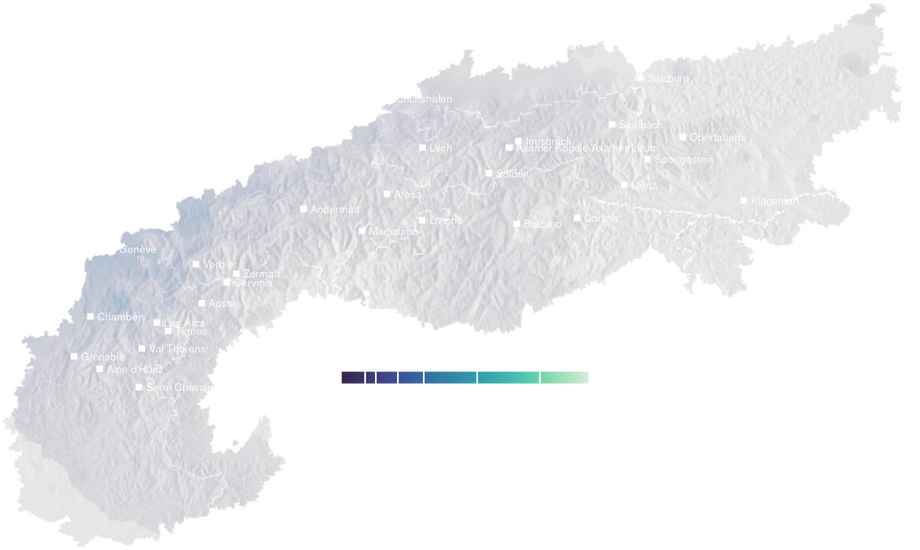 Precipitation forecast map for the Alps for Wed, Oct 7