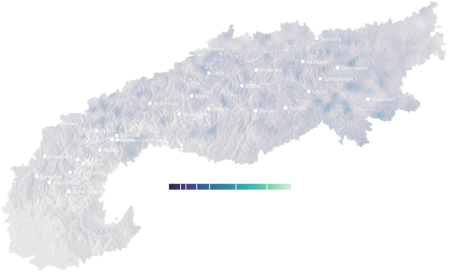 Precipitation forecast map for the Alps for Fri, Oct 9