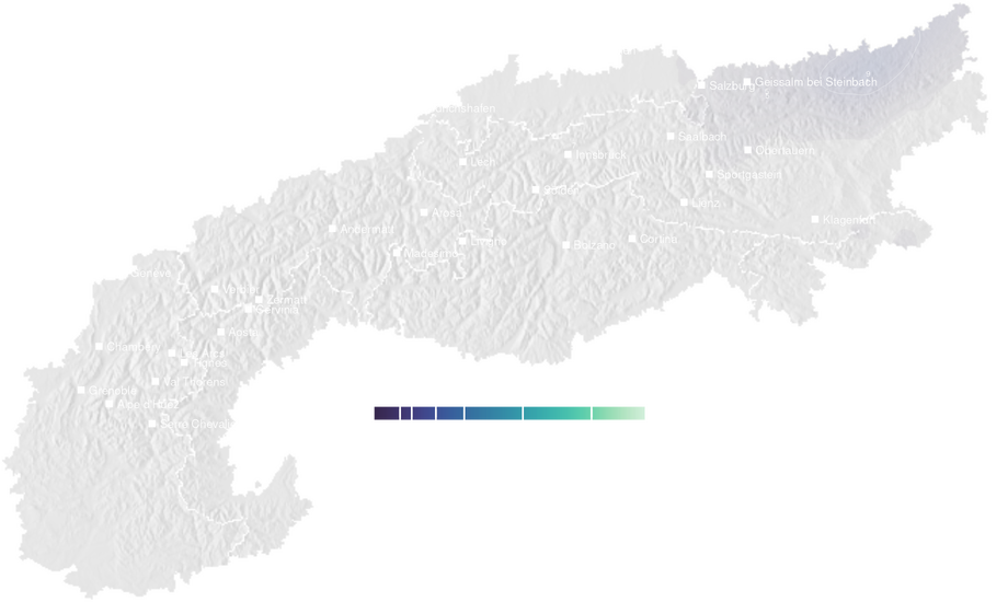 Precipitation forecast map for the Alps for Thu, Oct 29