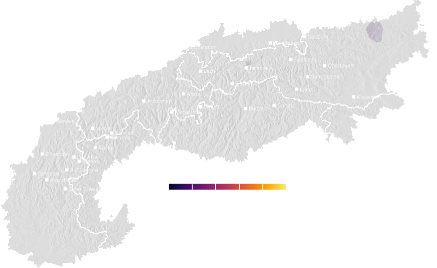 Precipitation risk guidance for the Alps today