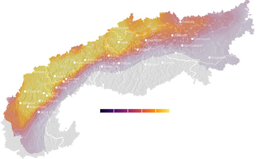 Precipitation risk guidance for the Alps tomorrow