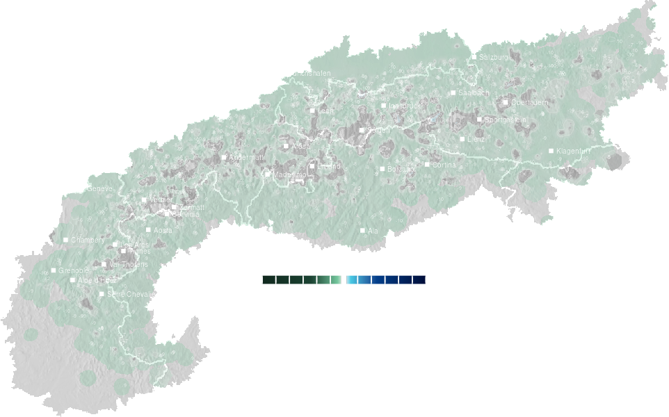 Change in Alpine snow depth during the last two days