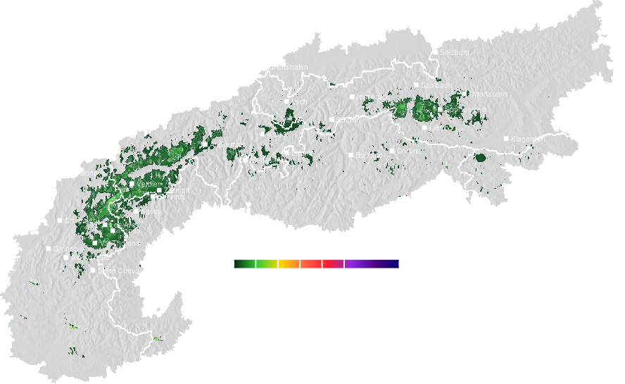 Fresh snow accumulated across the Alps during the last two days
