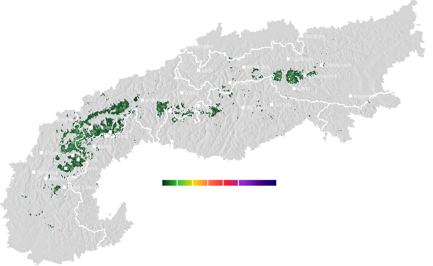 Fresh snow accumulated across the Alps during the last two days
