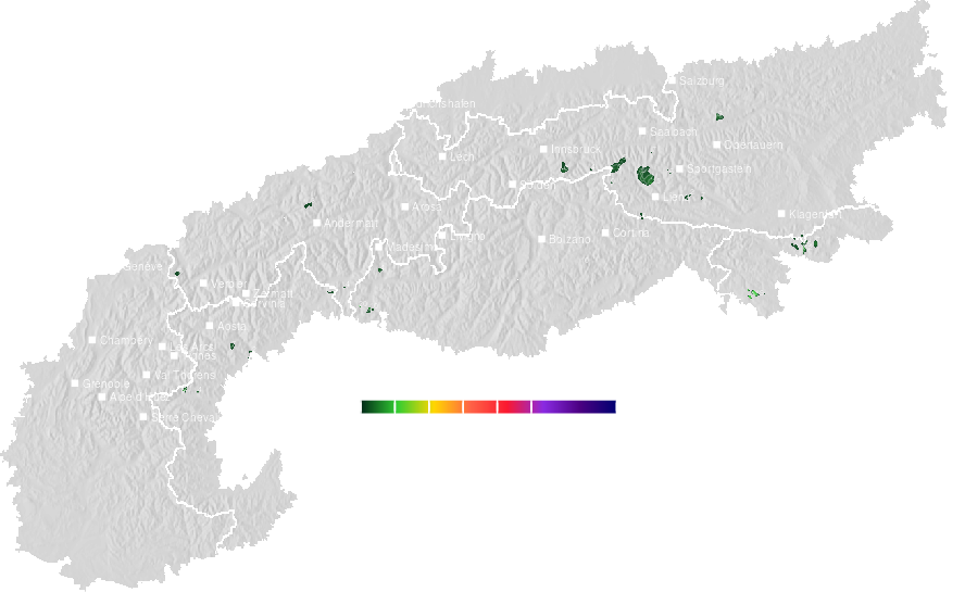 Fresh snow accumulated across the Alps during the last two days