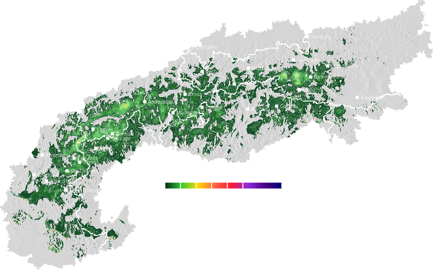 Fresh snow accumulated across the Alps during the last five days