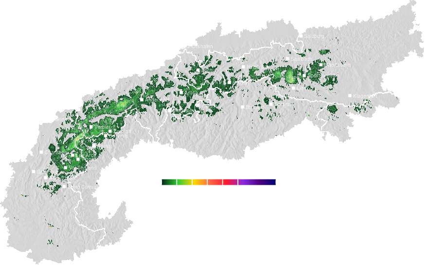 Fresh snow accumulated across the Alps during the last five days