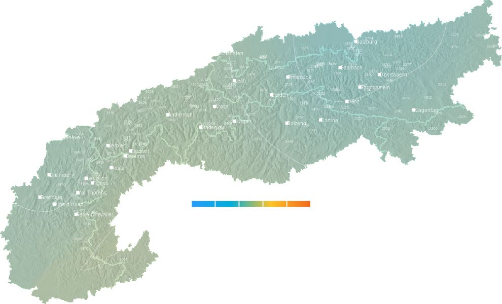 Freezing level forecast for the Alps tomorrow
